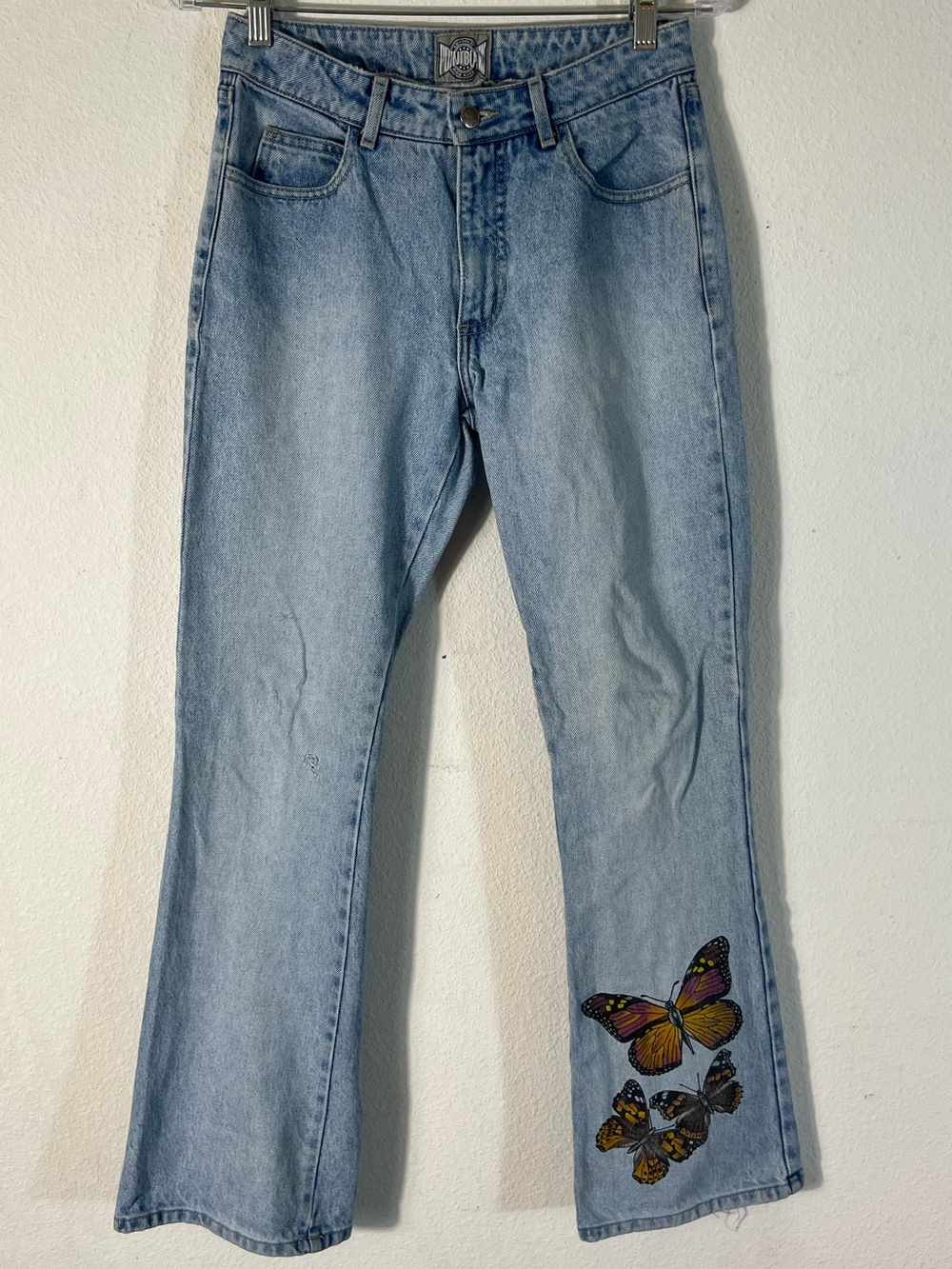 Vintage Point Blank by Paris Blues Light Wash Butterfly Print Bootcut Jeans